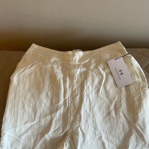 Women’s Halston Heritage Ivory Pinstripe Linen Pants Size Medium
